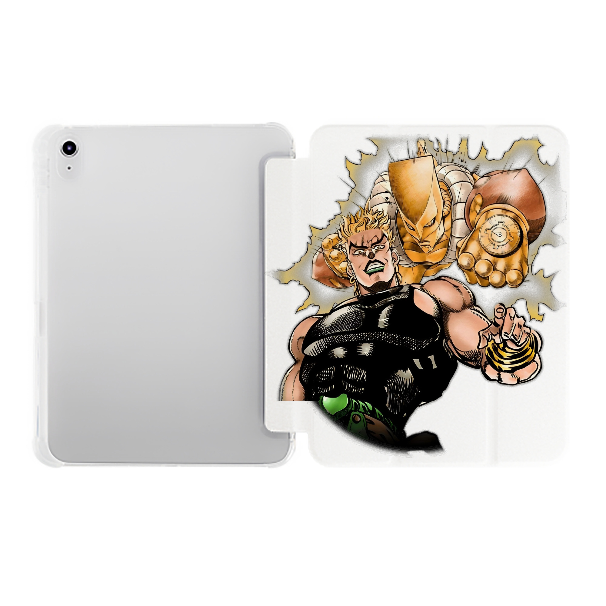 （画像用） ジョジョの奇妙な冒険 ディオ?ブランドー JoJo's Bizarre Adventure Dio Brando IPad ケース ペン収納付き 三つ折りスタンド PUレザー×シリコン 対応機種9.5/10.5/10.9インチ